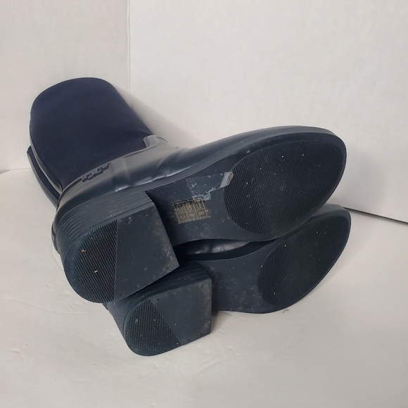 Tory Burch Navy Blue Block Heel Rain Boots - Picture 6 of 7